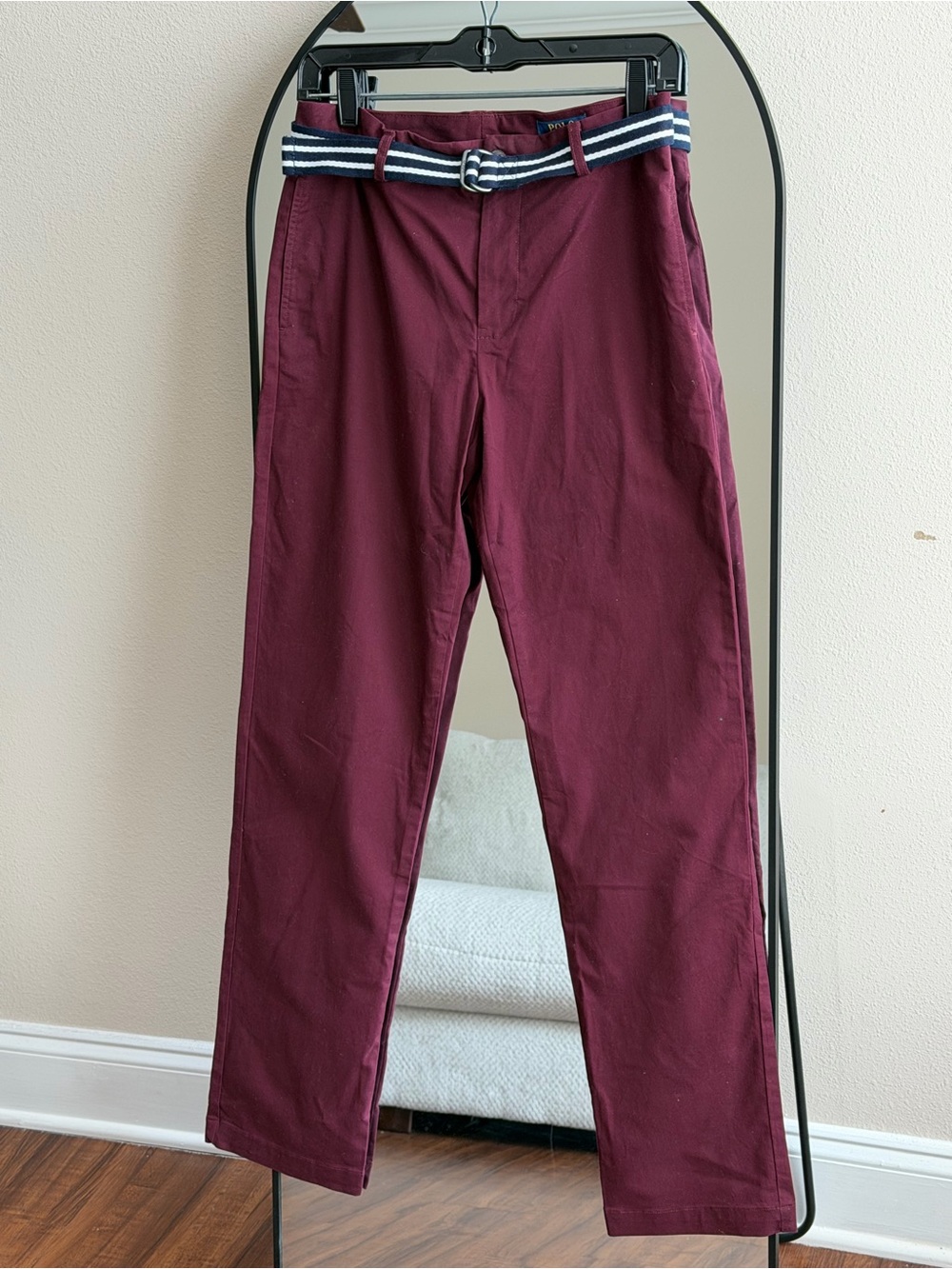 Polo Ralph Lauren Boys Size 18 Burgundy Chino Pants NWT Belted